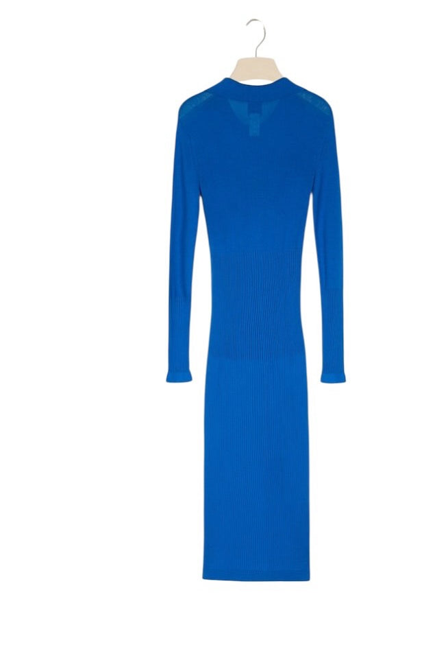 Vestido Patou en algodón acanalado azul intenso