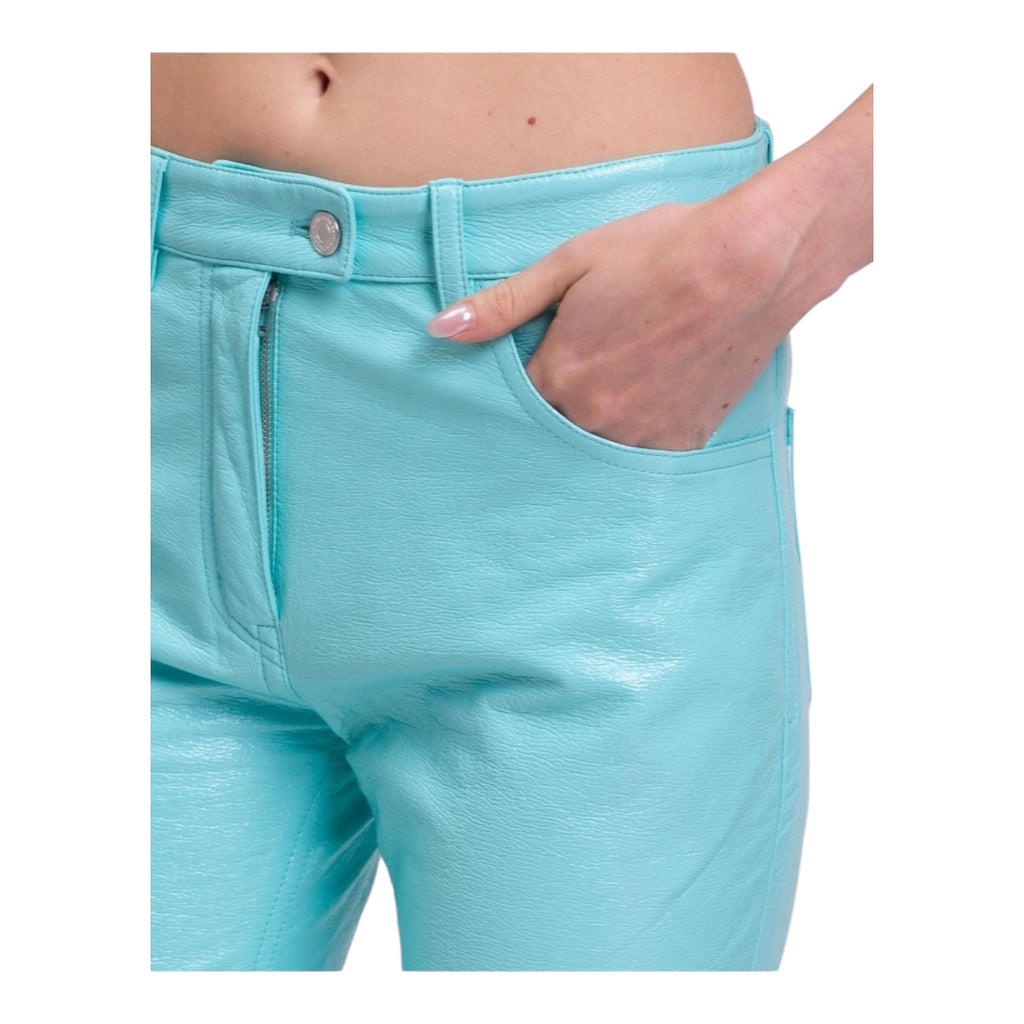 Pantalón Courrèges de algodón recubierto azul turquesa